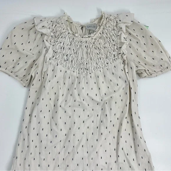 SAYLOR Women's Zella Smocked front Cotton Preppy Minimalist Short Dress XS - Picture 6 of 12